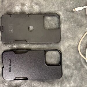 Otterbox black for iPhone 13 Pro Max with extra cables in good condition